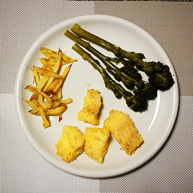 Ecco il nostro piatto senza glutine: broccolo rapino, patatine e merluzzo