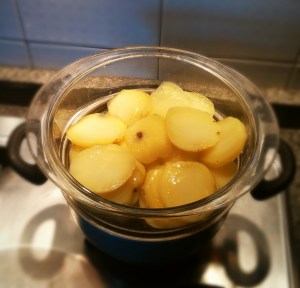 Patate e fagiolini cotti al vapore. Zucchine grigliate.