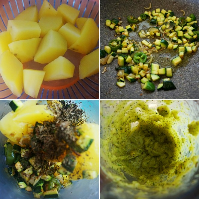 Le fasi di preparazione del ripieno con cui farcire i fiori di zucchina